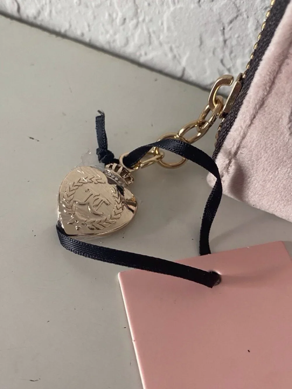 Juicy Couture Couture University Mini Compact Wallet Embroidered Dusty Blush NEW